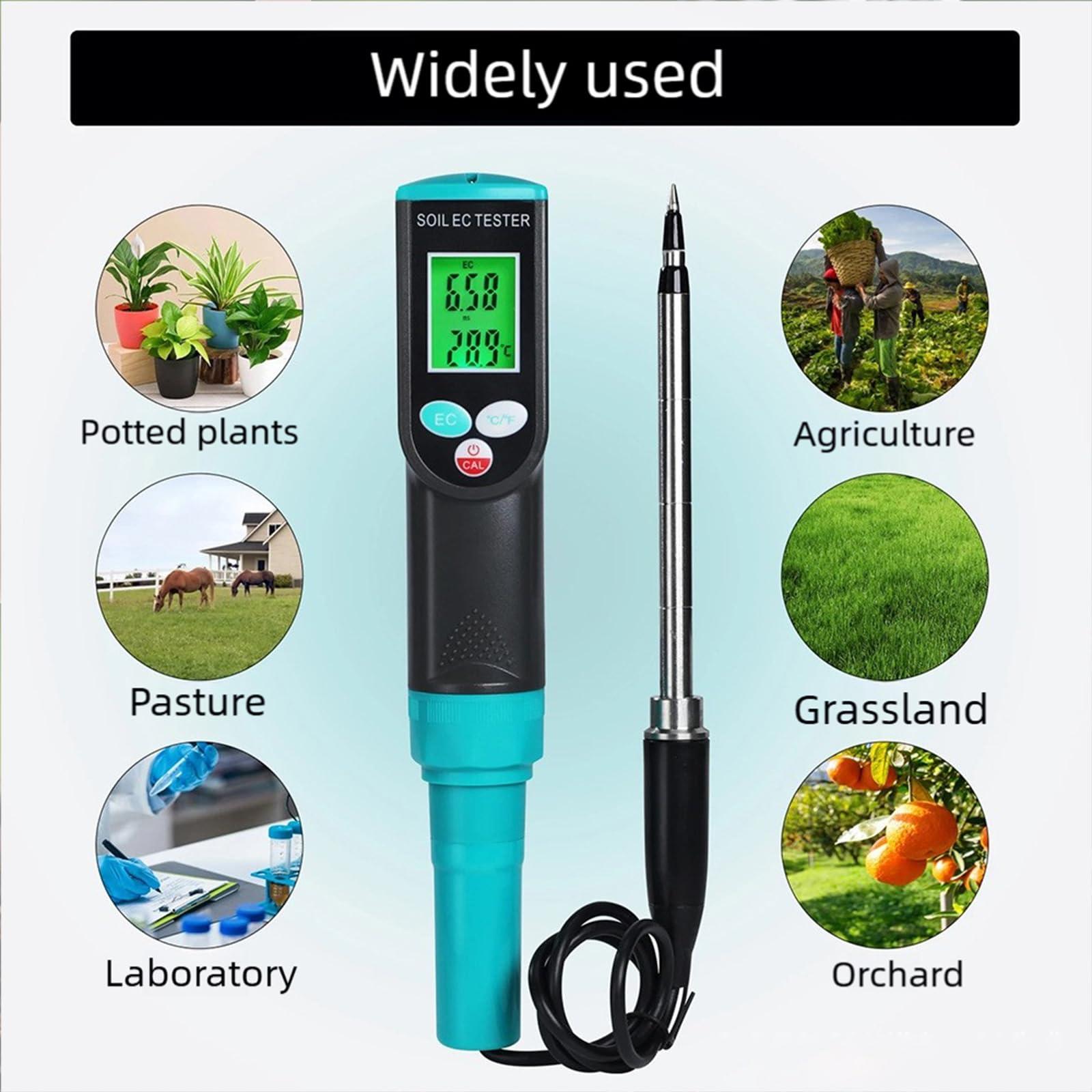 Probador de suelo vegetal 2 en 1, ABS, lecturas de temperatura | Probador portátil de la temperatura del suelo, precisión para uso en exteriores en jardines / invernaderos