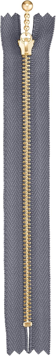Y.K.K 3MGC-16 Gold With Ball, Zipper and Stop, Pack of 10, Length 6.3 inches (16 cm), Gray