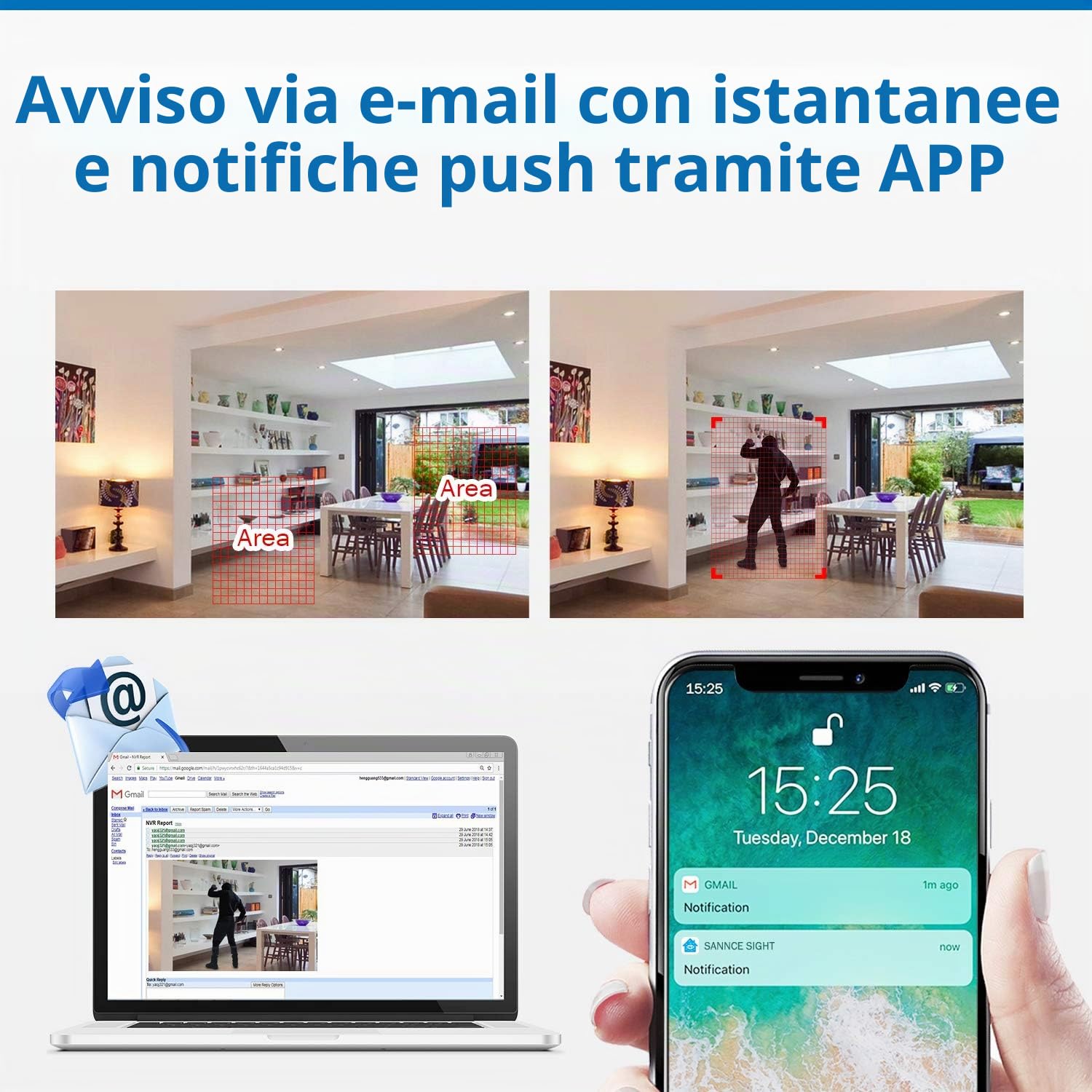 SANNCE Kit Videosorveglianza Esterno PoE 5MP, 4 Telecamere Bullet da Esterno IP 5MP + NVR 8 Canali 4K Senza HDD, Rilevamento di Persone, Audio Bidirezionale, Visione Notturna 30m, IP66 Impermeabile