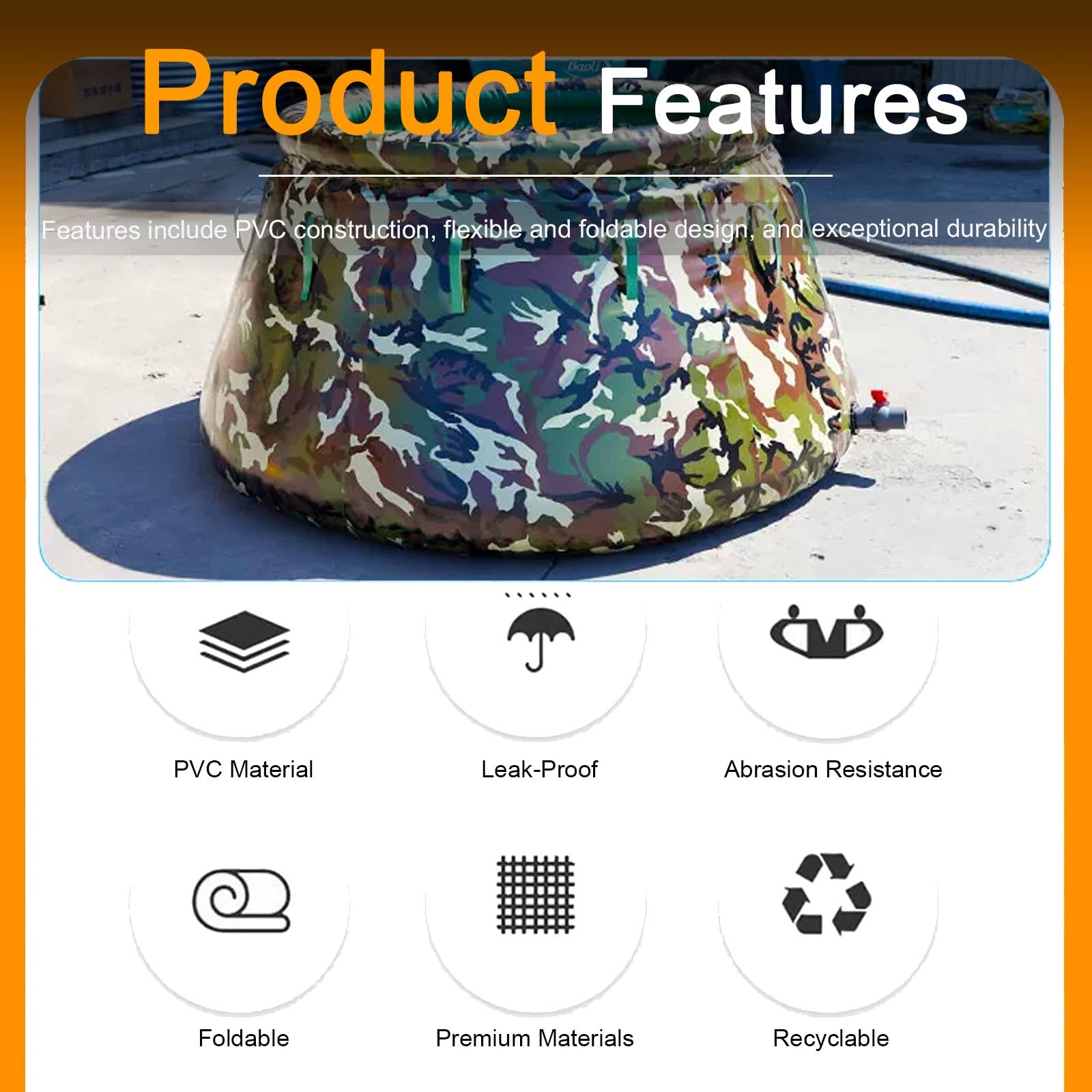 Faltbarer Wasserkanister Mit Hahn Material PVC/TPU Geeignet für Den Transport, Die Lagerung und Das Sammeln Von Wasser Camouflage-Farbe