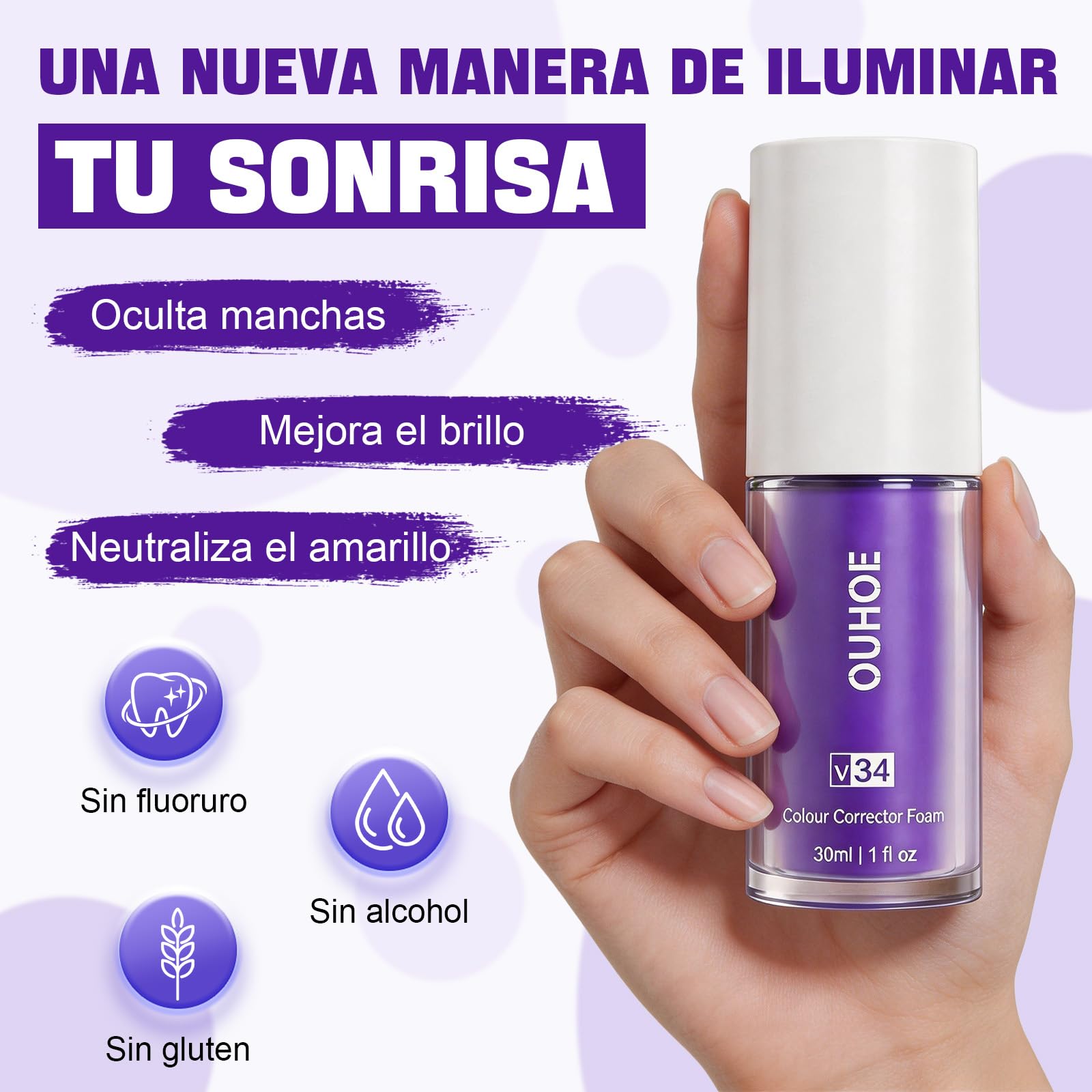 2PCS Púrpura Blanqueador Dental Profesional,Pasta Blanqueadores Dientes,Blanqueamiento Dental Eliminación Profunda de Manchas,Eficaz Para Fortalecer Dientes y Encías,Suave Para Dientes Sensibles - 3