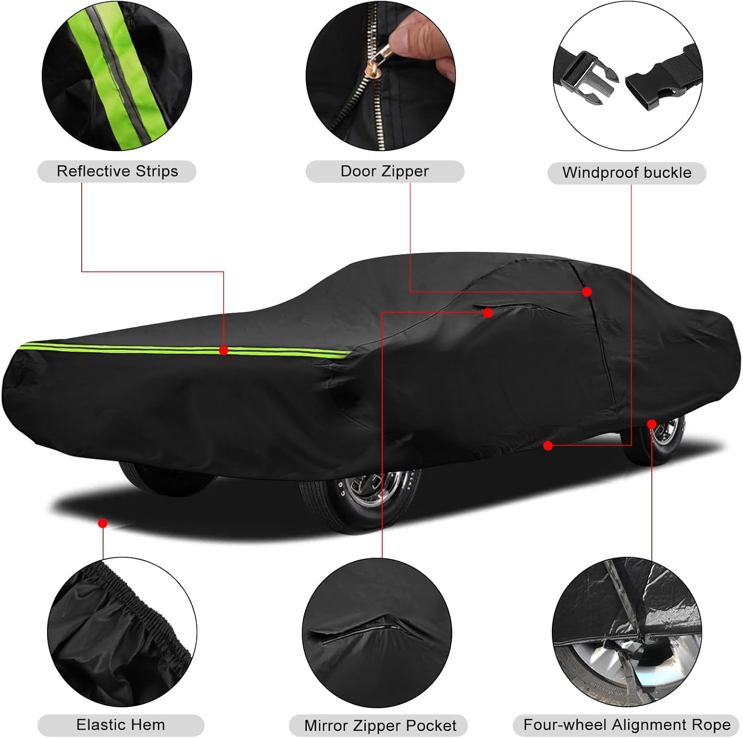Car Cover Compatible with 1967-1973 Mercury Cougar, Custom Fit 300D Oxford with Cotton All Weather Full Car Cover