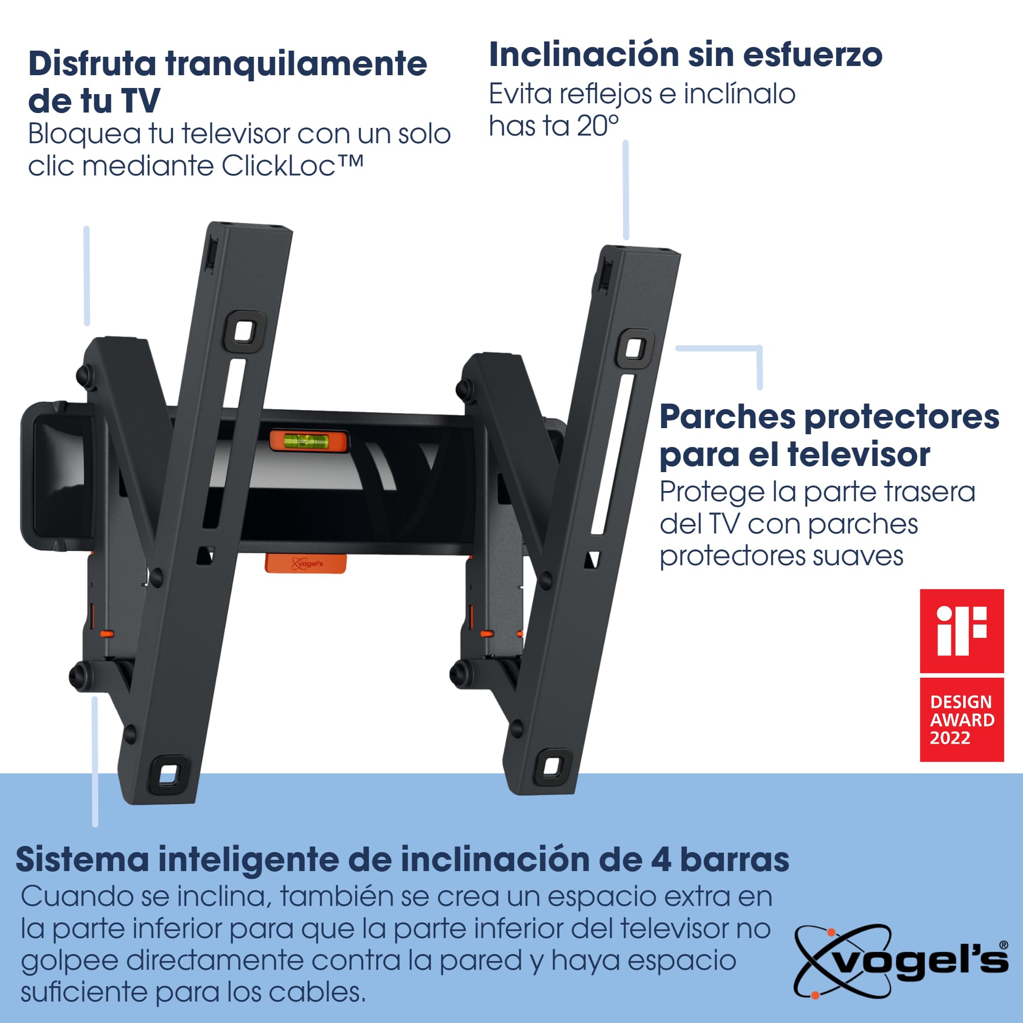 Vogel's TVM 3215 Soporte TV inclinable para televisores de Entre 19 a 43 Pulgadas, Máx 15 kg, Soporte TV máx. VESA 200x200, Compatibilidad Universal