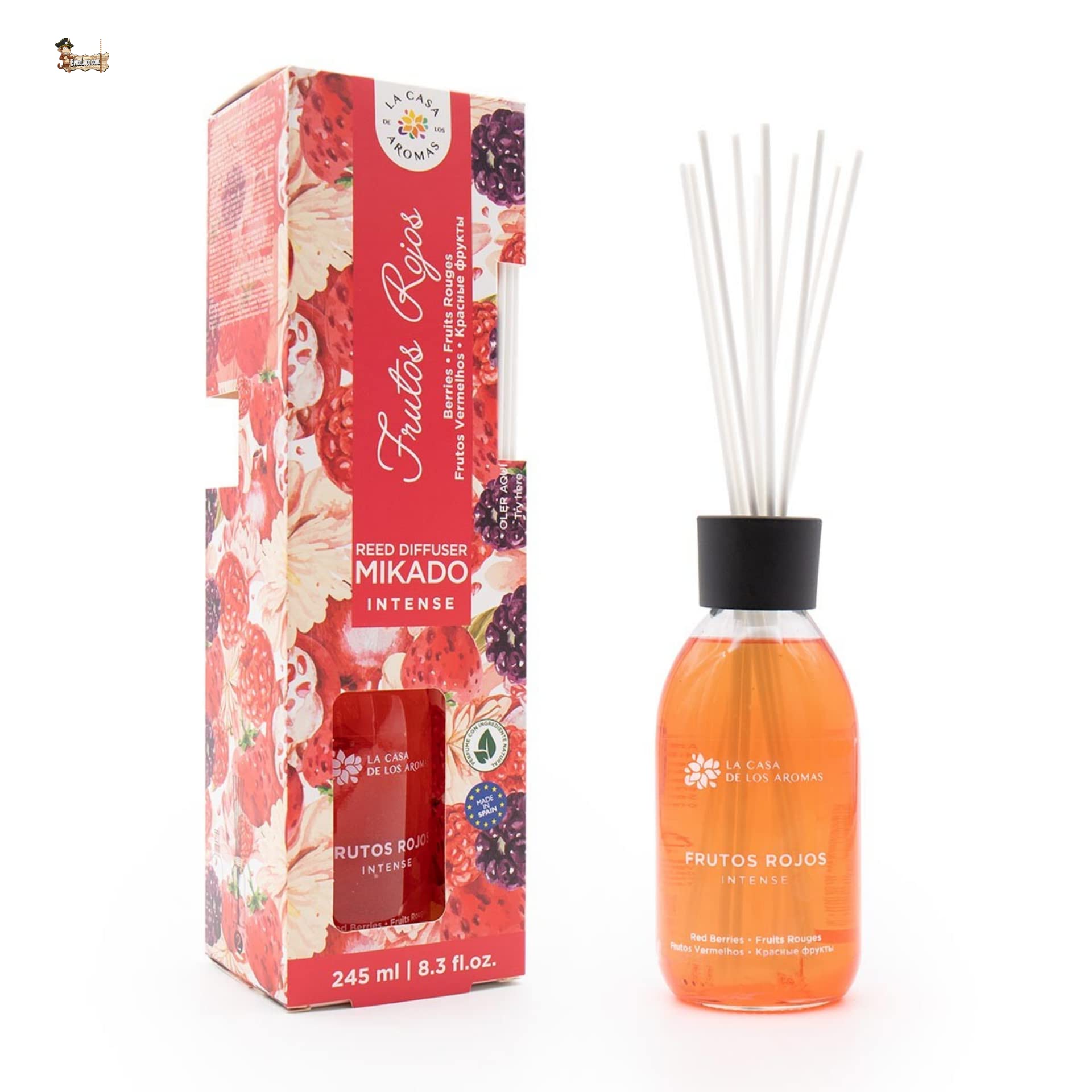 BricoLoco.com. Intensywny odświeżacz powietrza czerwone owoce. Bardziej wygodny i bezpieczny niż świece. Odświeżacz powietrza do domu, domu, pokoju. Mikado (4)