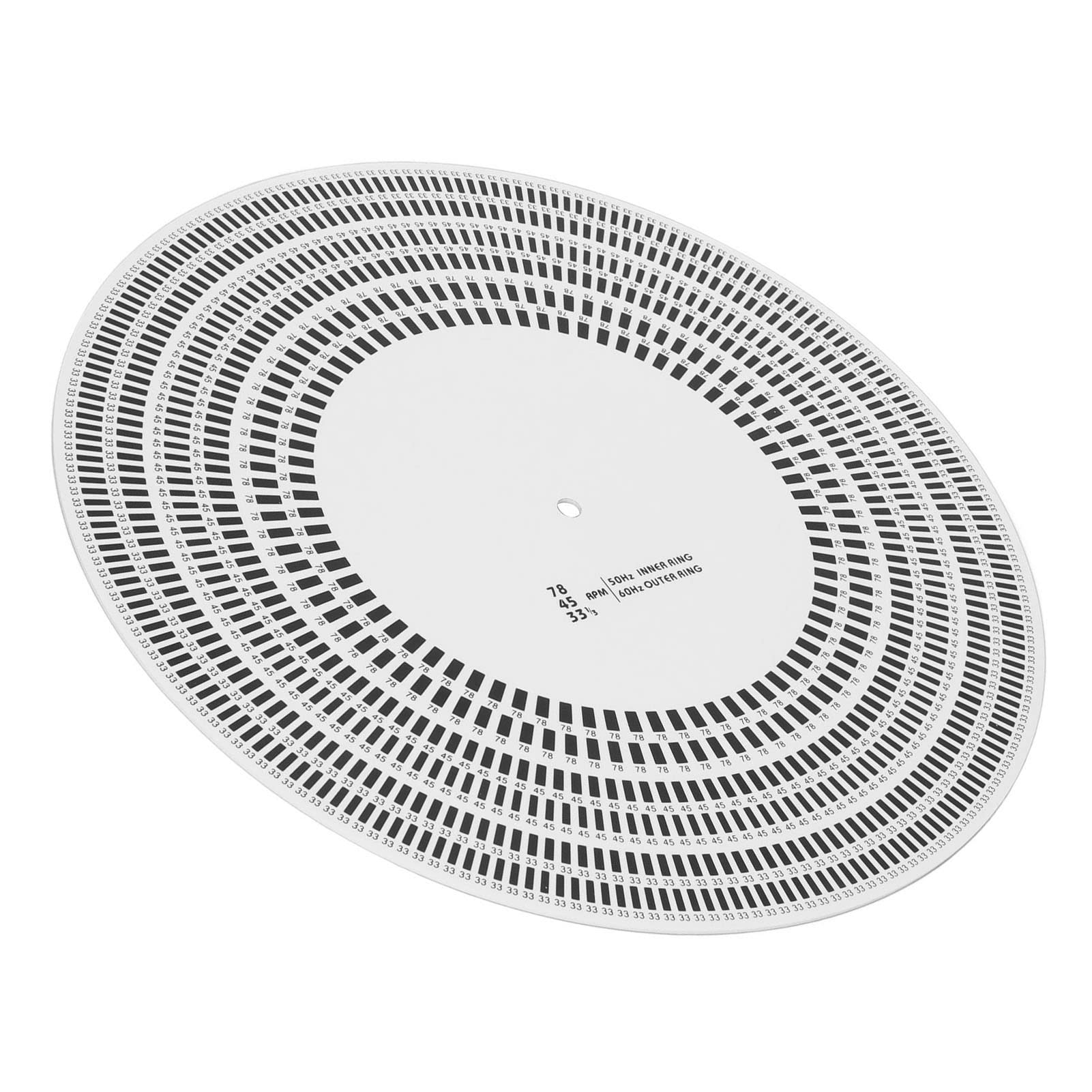 Disco Stroboscopico, Disco di Calibrazione per Precisione Velocità del Giradischi e Allineamento Cartuccia per Lettori Vinile ABS Bianco Doppia Faccia 33 45 78 Giri 50 60Hz 1 Pezzo