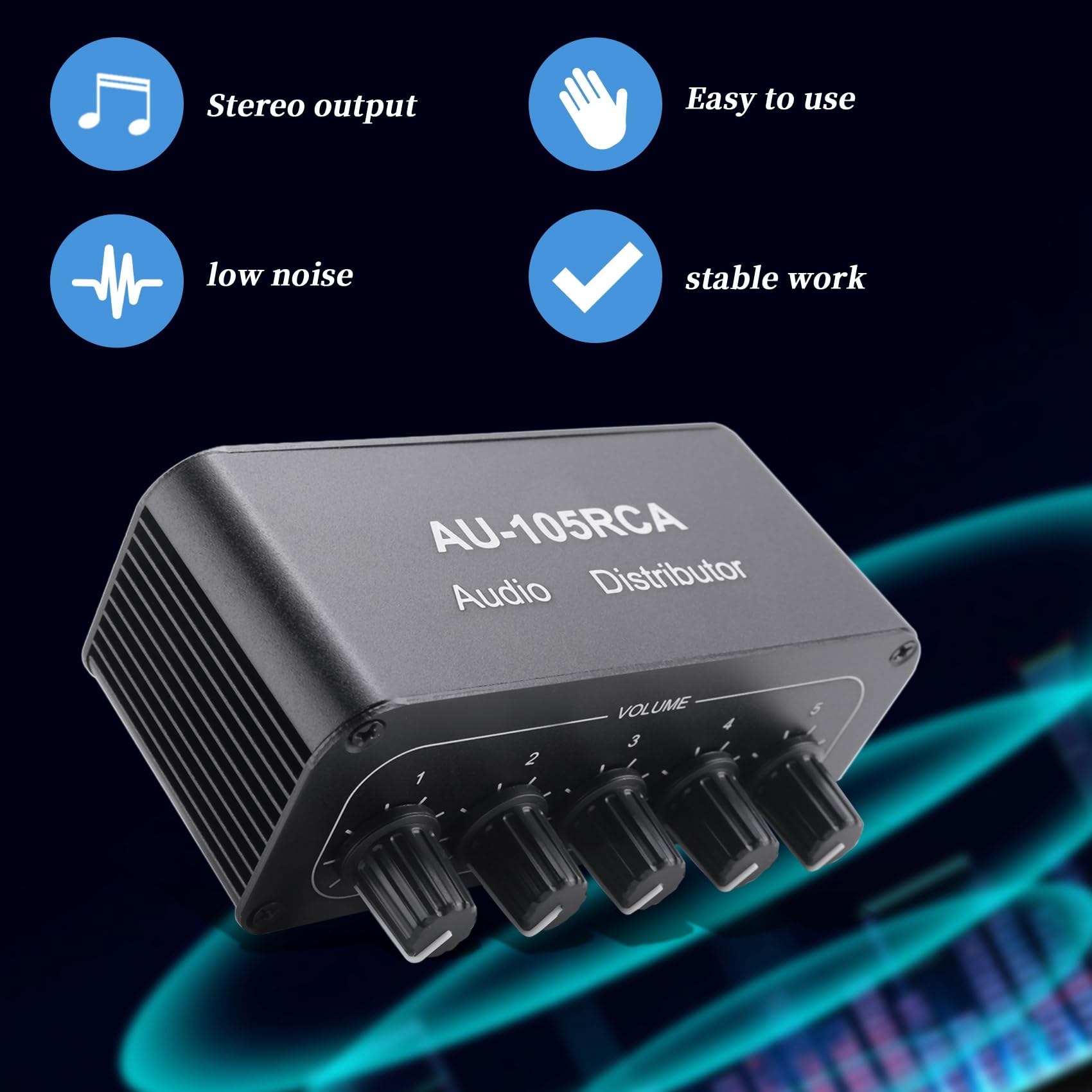 Mixer Audio SteReo 1 Input 5 Uscite Distributore Multicanale Interfaccia per Amplificatori di Potenza