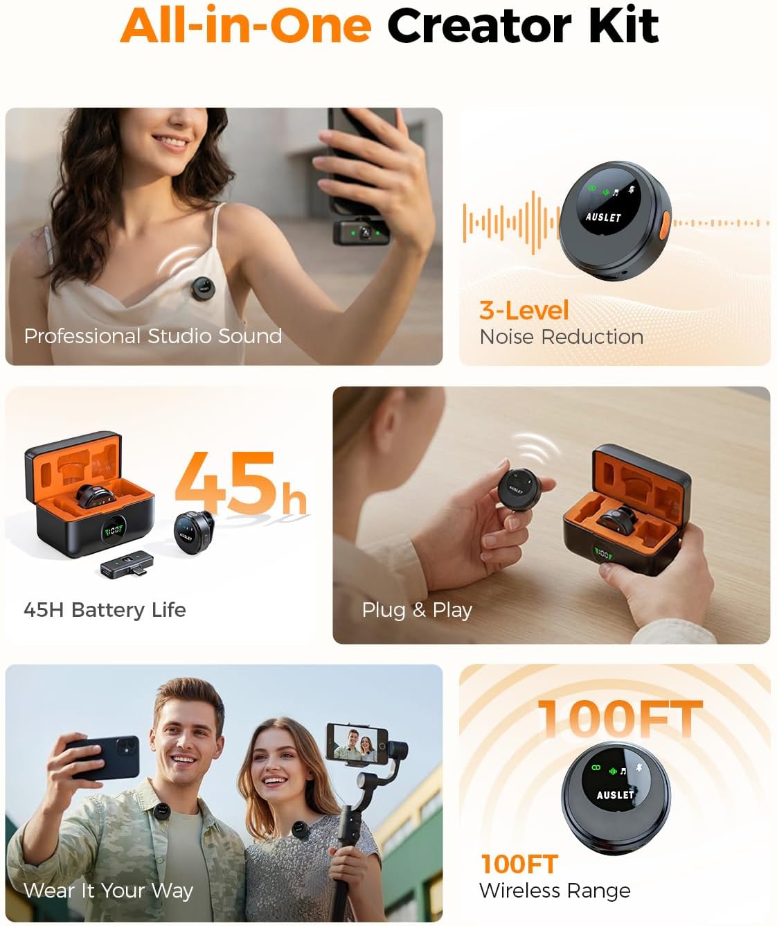 SX29 Wireless Lavalier Microphone for iPhone 17/16/15 & Android, USB-C Plug & Play Mini Mic, AI Noise Reduction, Magnetic Clip-On Lapel Mic with Battery Case for Vlogging & Video Recording - Image 8