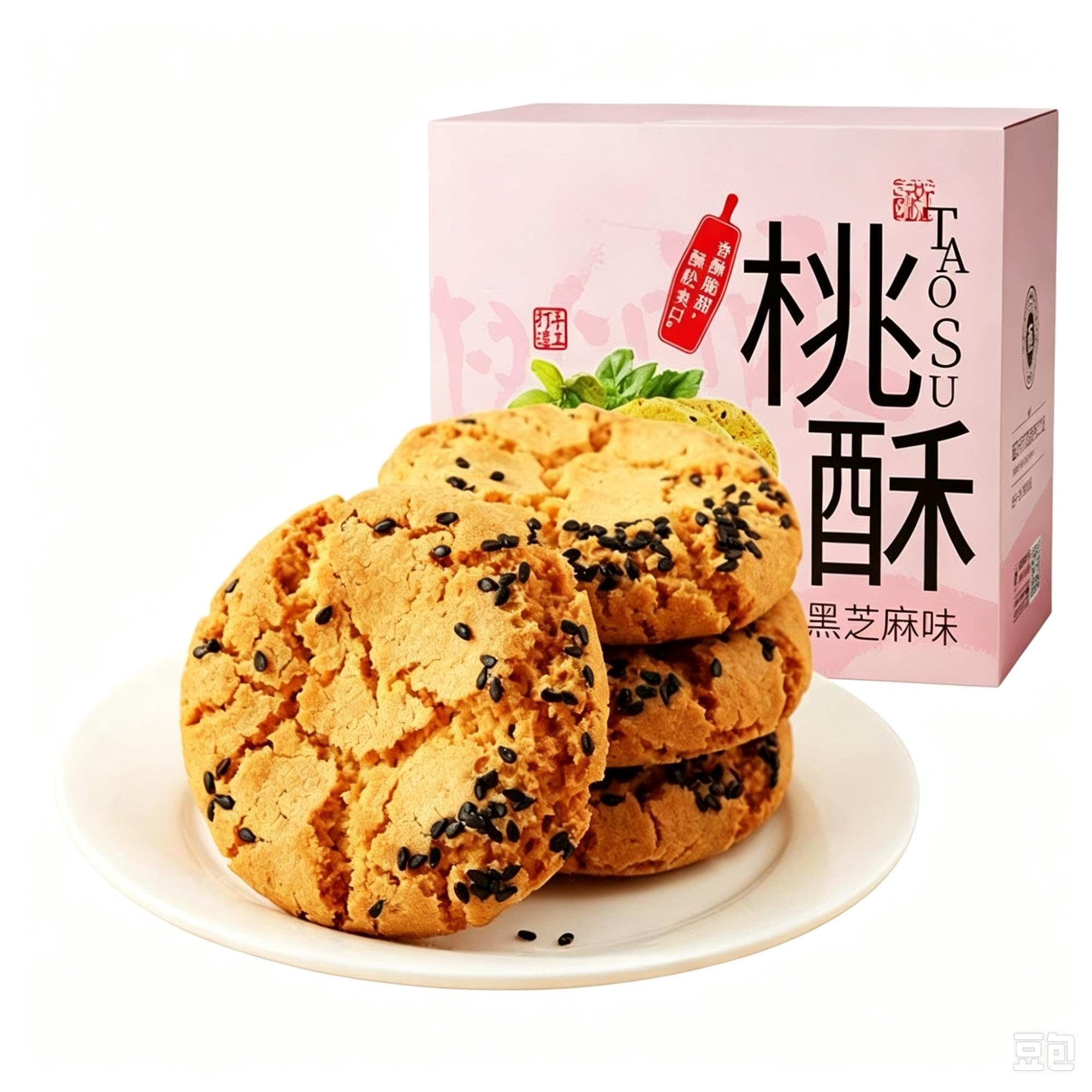 Schwarzer Sesam-Walnuss-Kuchen, knuspriges Gebäck, 500 g