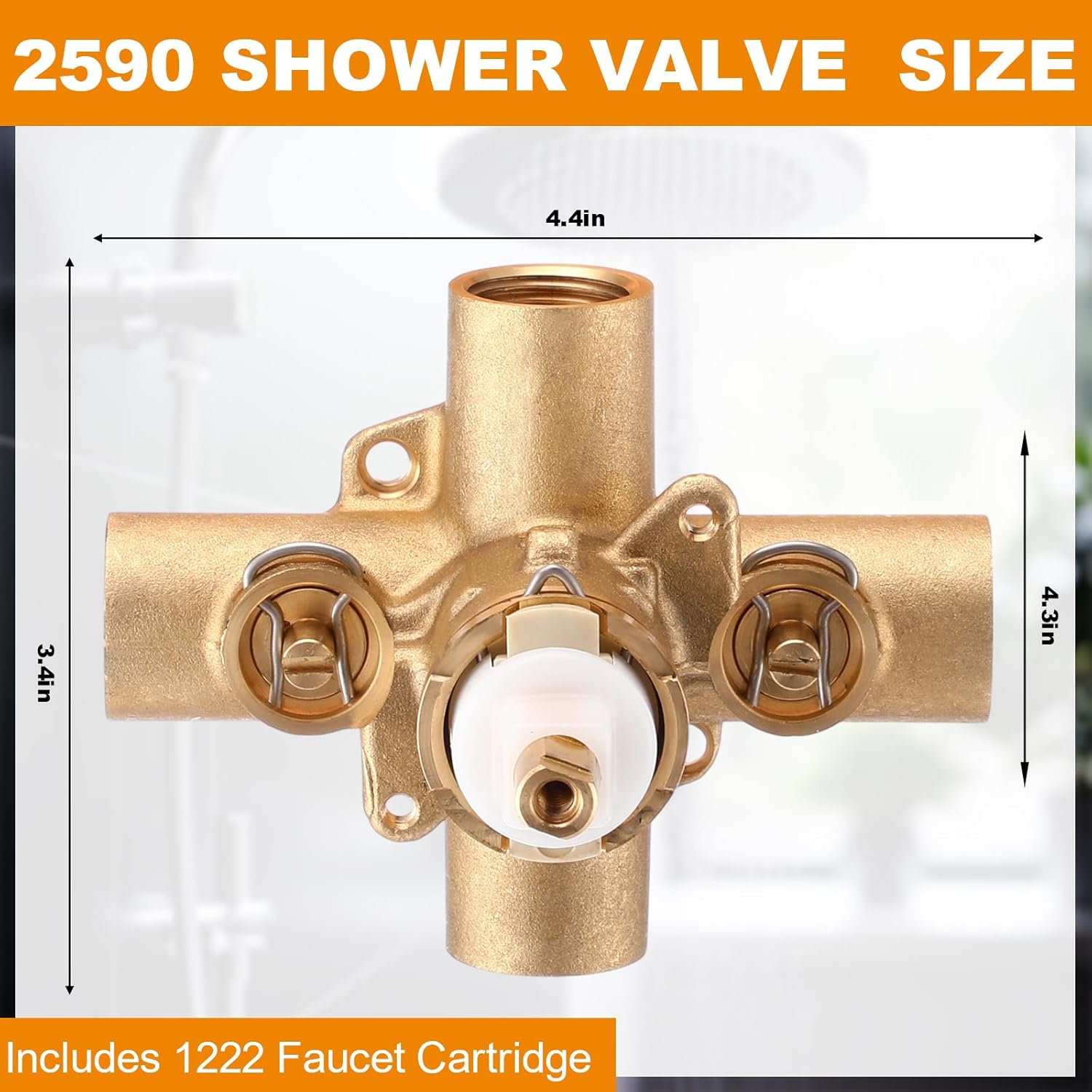 2590 Rough In Brass Compatible with Posi-Temp Pressure Balancing Tube Cycling Shower Valve with Stops, 1/2-Inch IPS Connections, Lead-Free, 1222 Faucet Cartridge