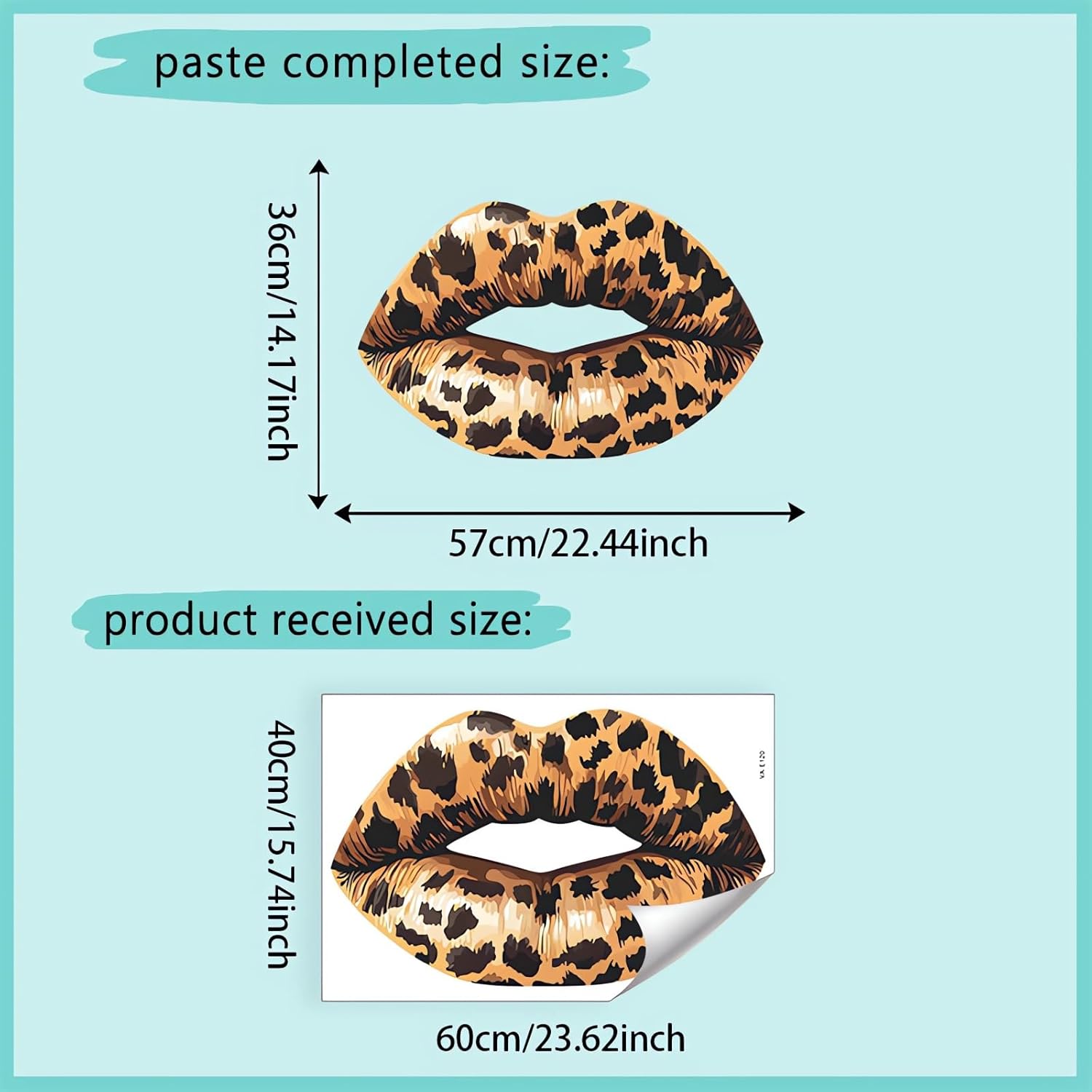 Brown Leopard Print Lip Wall Stickers, sacinora Stylish Mouths Watercolor Art Wall Decals Removable Vinyl Peel and Stick for Bedroom Bathroom Living Room Home Decorations