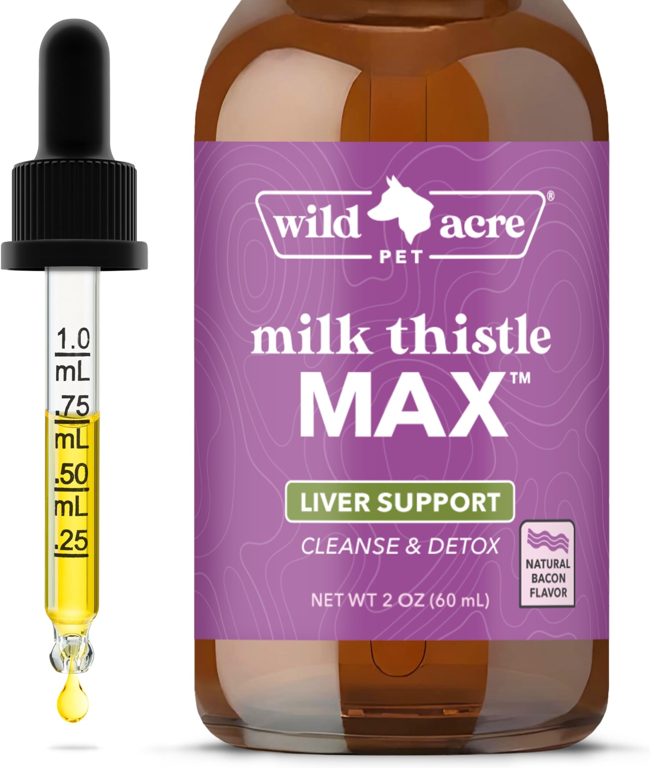 Milk Thistle for Dogs - Max Strength Liver Support, Cleanse & Detox - Natural Bacon Flavor - Simply Add to Food - Picky Pup Approved, 2 oz (60mL)