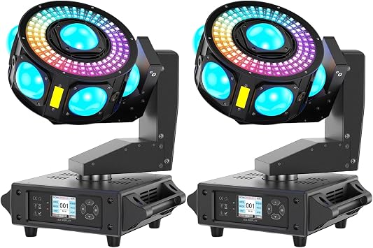 2 Pack 160W 3-Axis Moving Head Lights RGBW 540Rotation DJ Light with Strobe Effects DMX512 19/25CH with Sound Activated Moving Head Beam Stage Light for Disco Wedding Parties Live Show Bar