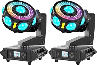 2 Pack 160W 3-Axis Moving Head Lights RGBW 540°Rotation DJ Light with Strobe Effects DMX512 19/25CH with Sound Activated Moving Head Beam Stage Light for Disco Wedding Parties Live Show Bar