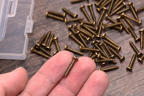 Miniatura 4 de Tornillos de madera de cabeza plana con cruz de bronce M3 × 0.630 in con tornillos de óxido y cera, 100 unidades