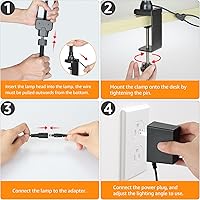 Vista 5 de ShineTech Lámpara LED de escritorio, luz ultra ancha de arquitecto de doble cabezal de 31.5 pulgadas con abrazadera, 50 modos de iluminación