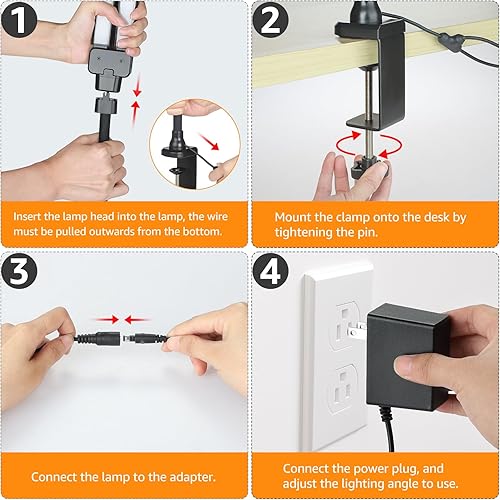 Miniatura 9 de ShineTech Led Desk Lamp for Office Home, Bright Double Head Desk Light with Clamp, Architect Task Lamp 50 Lighting Modes Adjustable Flexible