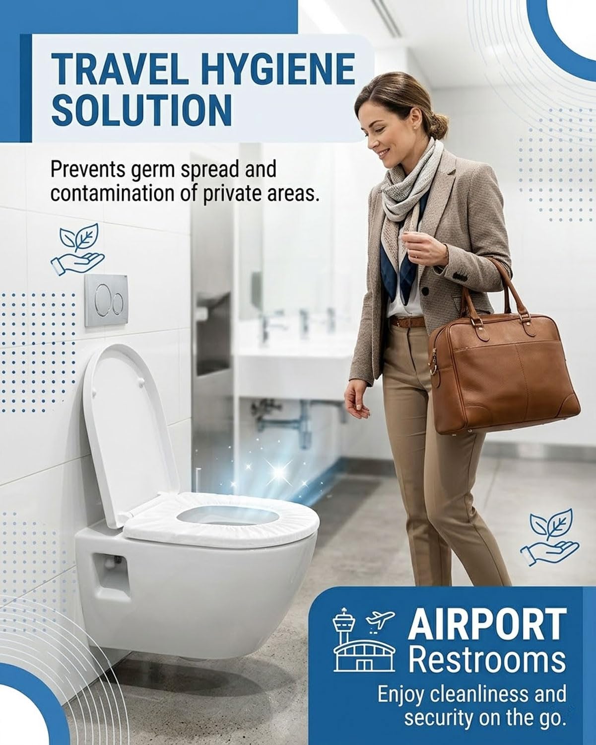 Copriwater USA e Getta Biodegradabili Impermeabili, Copri Tazza WC Monouso per Viaggi Campeggio