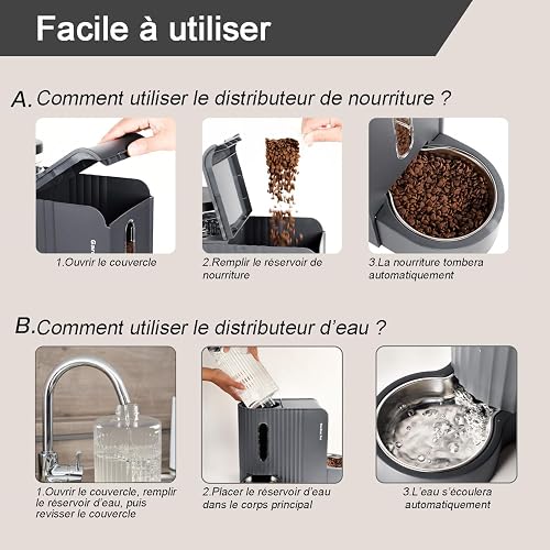 Gardner Pet Distributore 2 in 1 Cibo e Acqua Gatti 3L*2, Grigio Scuro - 6