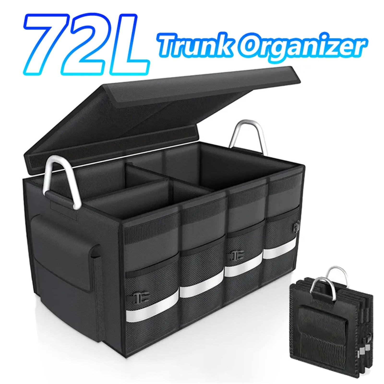 Organizer per Bagagliaio Organizzatore for bagagliaio resistente da 72 litri for auto Scatola di immagazzinaggio pieghevole grande capacità for impermeabile in tessuto Oxford ad alta densità(36L)