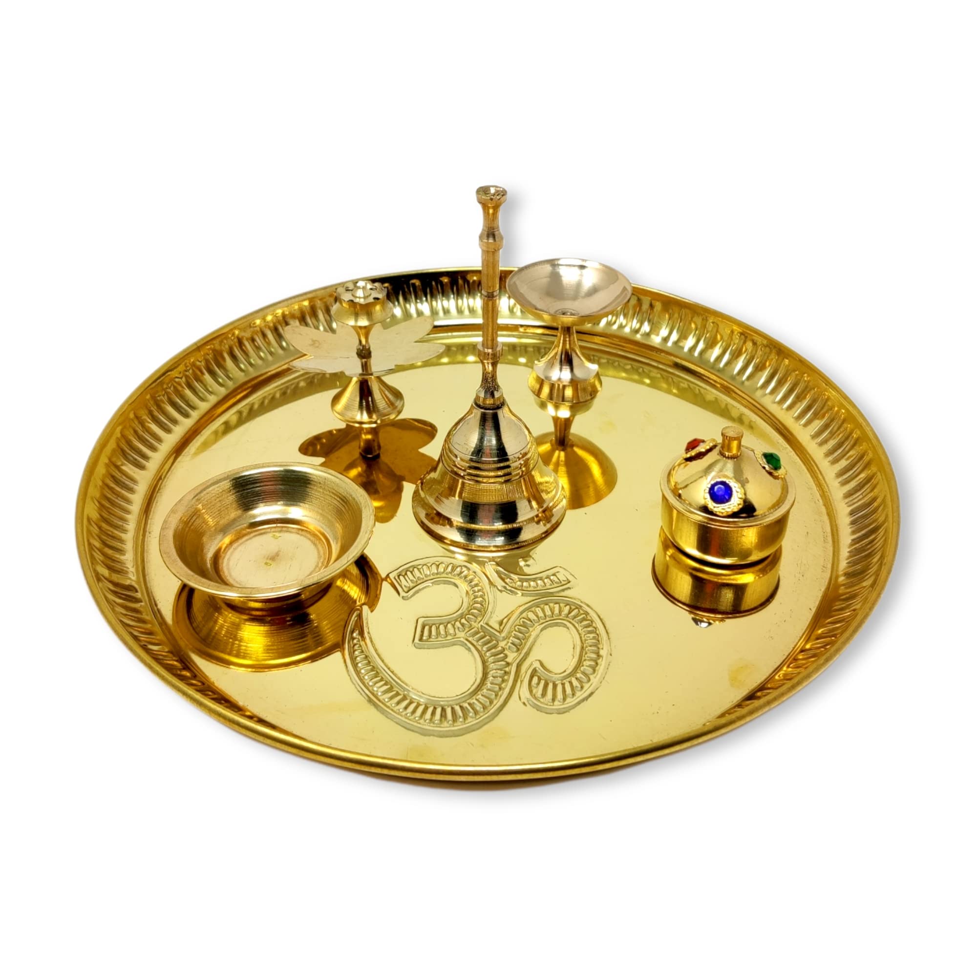 Buy Hashcart® Brass Puja Thali Set (8.75 inch) Pooja Thali Aarti Thali