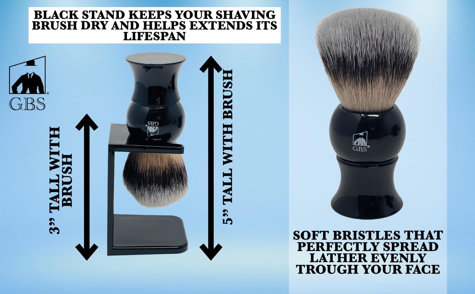 Set da barba da uomo, Premium Black Edition con rasoio a mano libera pronto per la rasatura in corno, custodia in pelle, corona, pennello, supporto, tazza e sapone