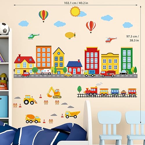 Miniatura 5 de DECOWALL DS-8051 - Calcomanías de pared para edificios y transportes, para dormitorio, habitación de los niños, cuarto del bebé, automóvil,