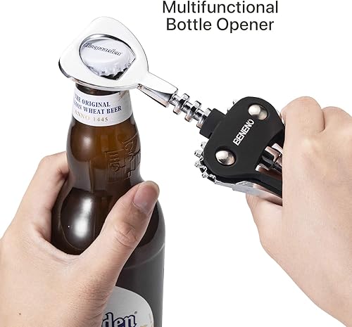 Miniatura 32 de Beneno Juego de regalo multifuncional para abrebotellas de vino, sacacorchos de ala, cortador de lámina, tapón al vacío y vertedor aireador