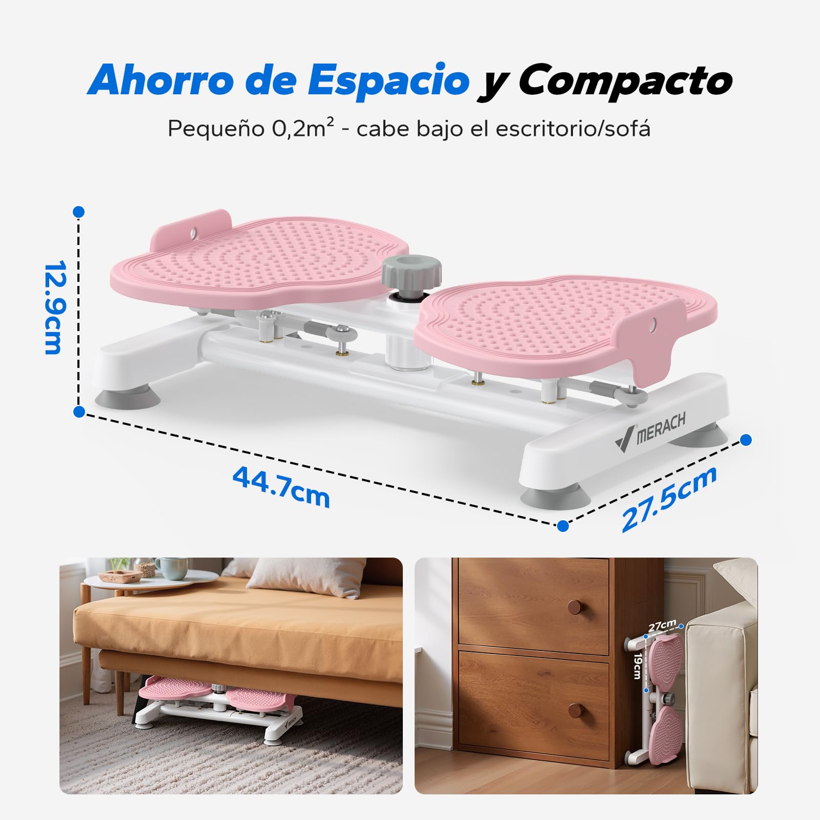 MERACH Twister Waist Disc Board para Mujer, Twist Cintura Torsión Disc con 2 Corde di Resistenza para Adelgazar Cintura y Fortalecer Core, Soporta 136KG, Abdominales en Casa para Hogar