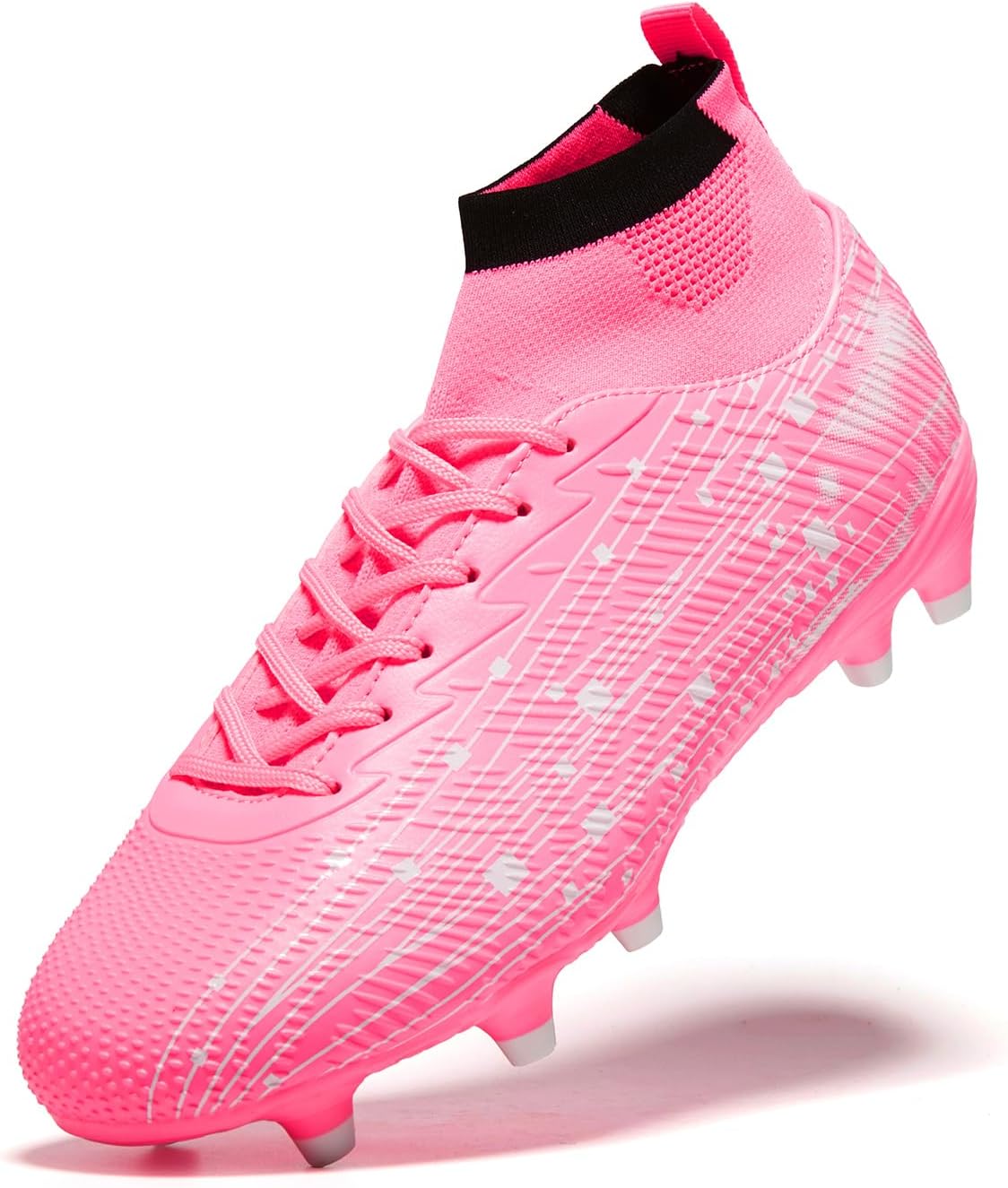Men and Women Soccer Cleats High Top Football Boots Lightweight Lace Up with Grip Studs for Training and Matches