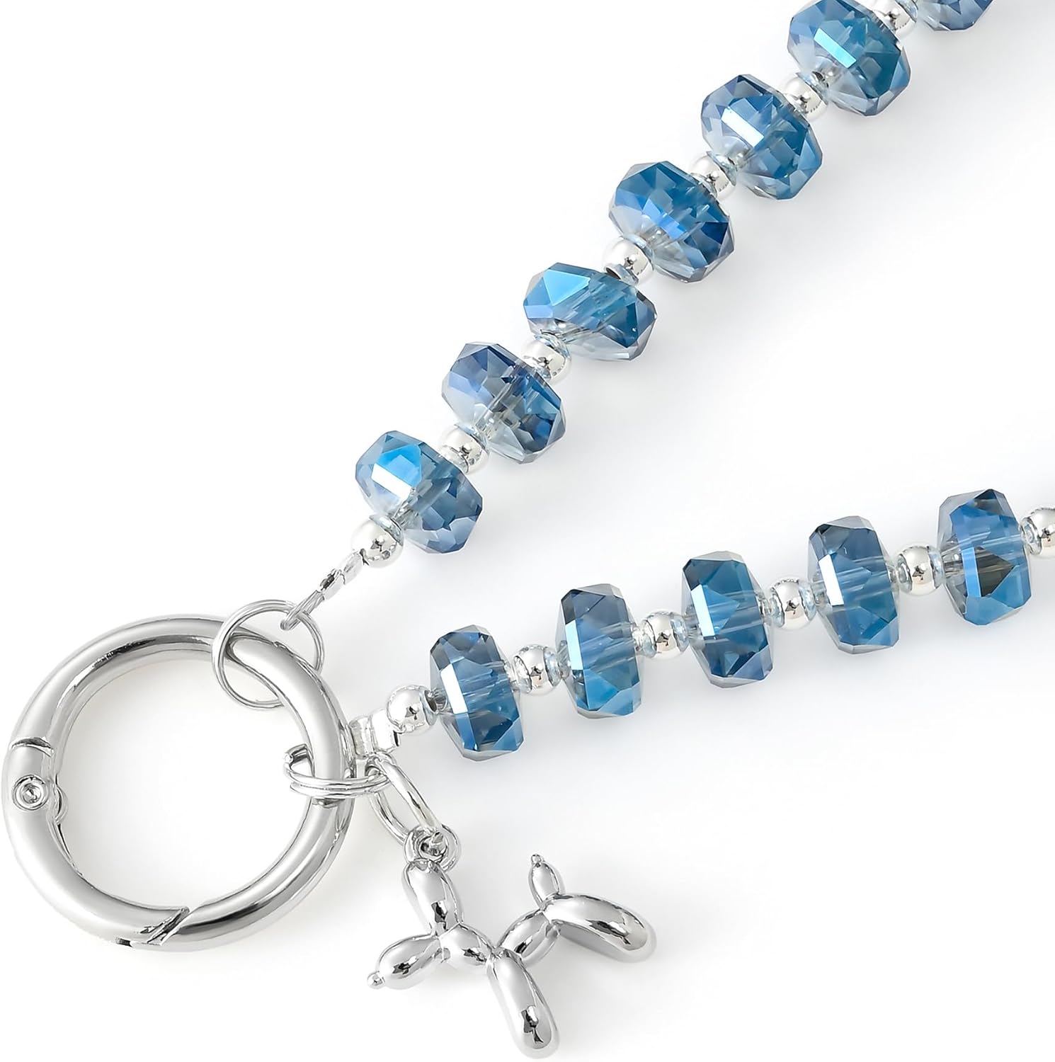 Crystal Phone Wrist Strap Phone Charm Chain Keychain Beaded Cellphone Lanyard with Tether Tab Hands-Free Wristlet Bracelet Wrist Grip Strap for Women, W-Blue - Image 7