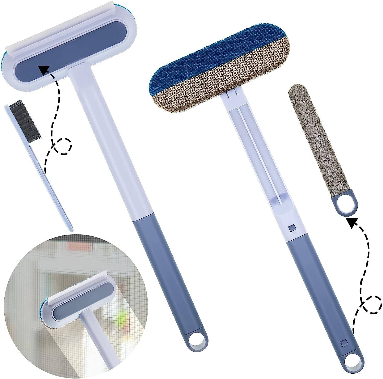 Cleano Window Screen Cleaner Brush with Handle, Window Cleaning Brush, Window Squeegee Glass Window Scraper for Cleaning Windows Multifunctional Window Cleaning Tool Mesh Screen Cleaner for Home