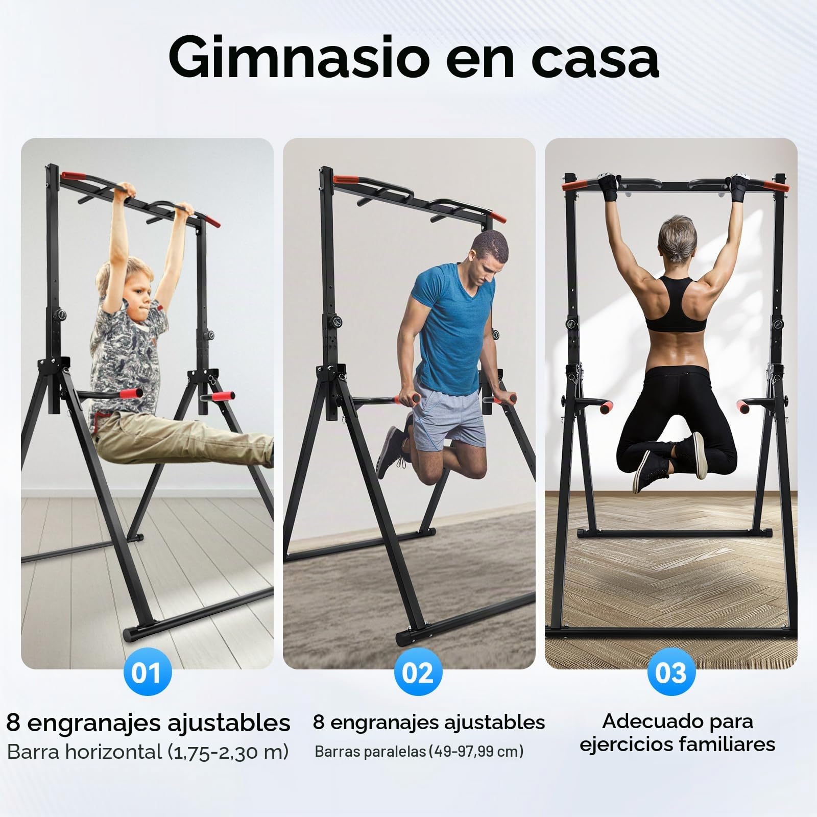 Barra de tracción plegable, estación de flexiones Power Tower plegable, multifunción fitness para tracción, flexiones y abdominales