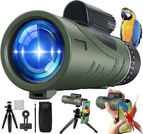Nuevo telescopio monocular HD de 80 x 100 de alta potencia con adaptador para teléfono inteligente y trípode, monoculares para adultos con prisma