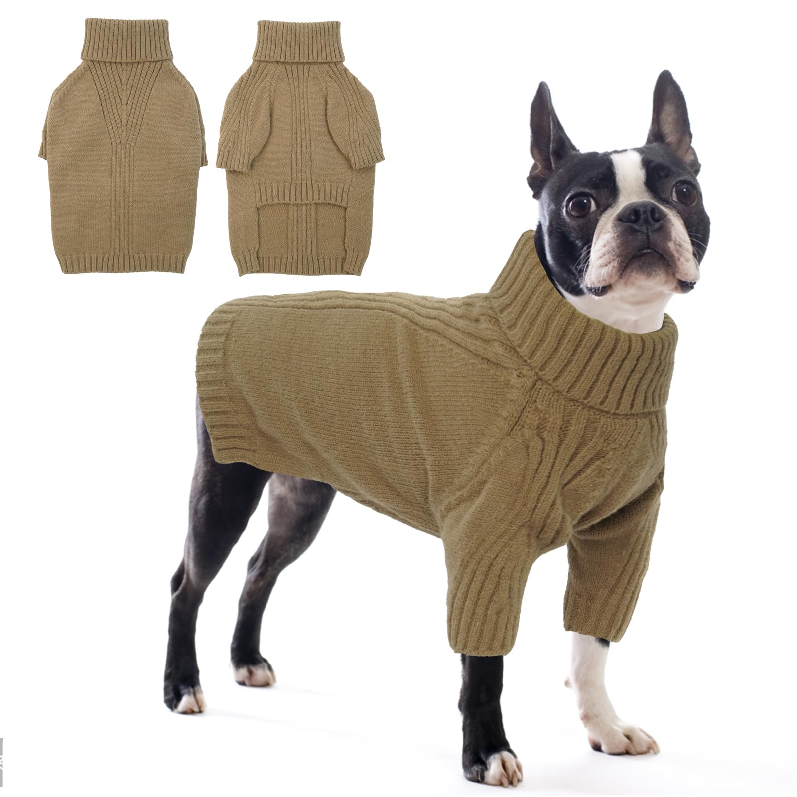 Katzinst Jersey para perros y gatos para mascotas, suéter puro para perros de cuello alto, ropa exterior, suéter para cachorros para perros pequeños, medianos y grandes