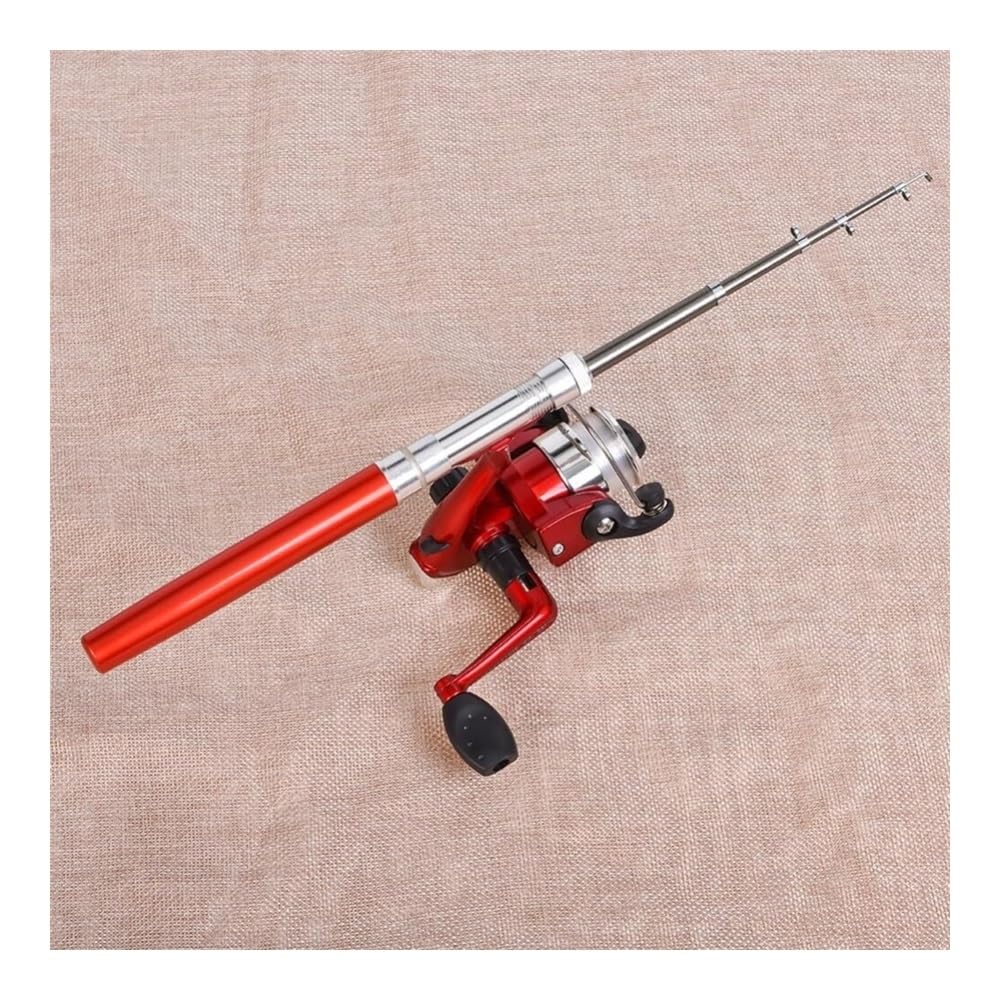 Wędka Pen Fishing Rod Kit Ultimate Telescopic Rod & Reel Combo for On-The-Go Anglers, Perfect for Saltwater to Freshwater Adventures do wędkowania w słonej wodzie i w słodkiej wodzie(Red)