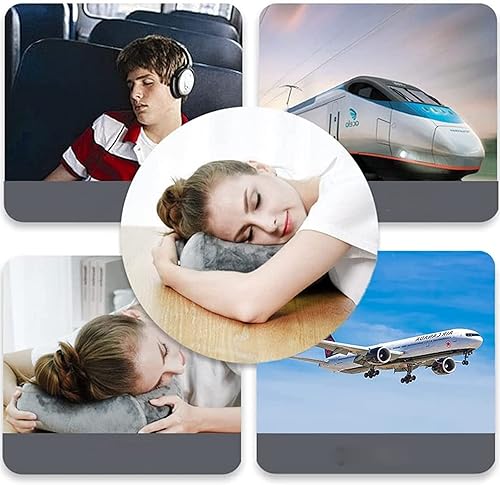 Miniatura 6 de Almohada de viaje con capucha, almohada inflable para el cuello, soporte para la barbilla, avión, automóvil, oficina y hogar, para dormir y descansar