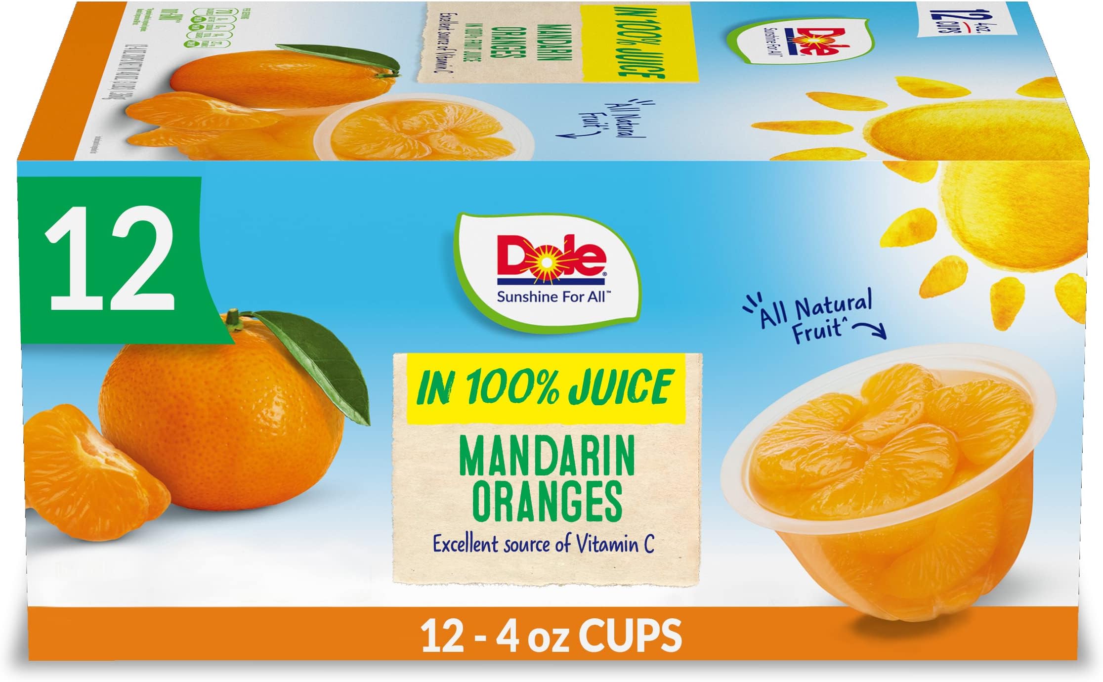 Dole Fruit Bowls Mandarin Oranges in 100 Juice Snacks