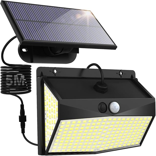 nipify 318 LED Solar Security Lights Outdoor,Solar Flood Motion Sensor Lights with 3 Lighting Modes,Waterproof Solar Powered Durable Wall Lights Outside for Garden Fence Door Pathway Hut Yard Garage