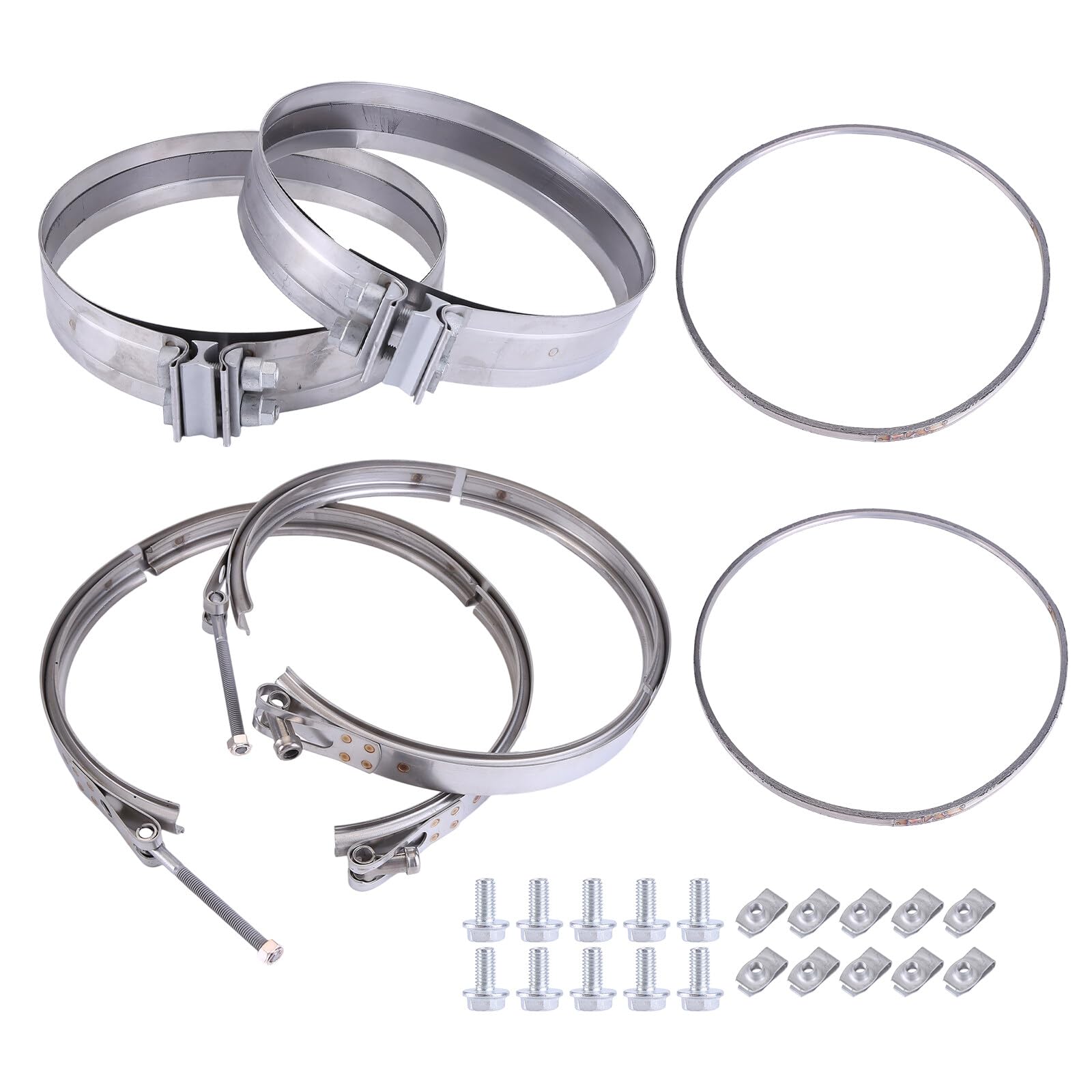 New Clamp & Gasket Kit Compatible for Detroit Diesel Engines DD13, DD15, DD16 Replace# A6809950202, A6809950302, A6804910480, A0004902241