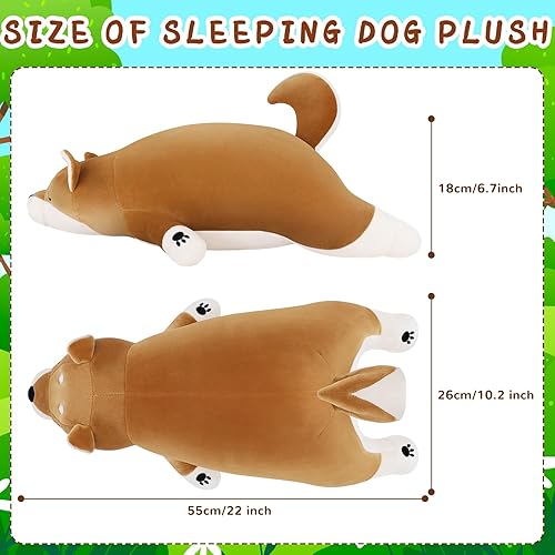 Miniatura 3 de Peluche Shiba Inu de 22 pulgadas, animal de peluche grande de Corgi gigante, almohada de felpa para perro, cojín para dormir, suave kawaii, regalos
