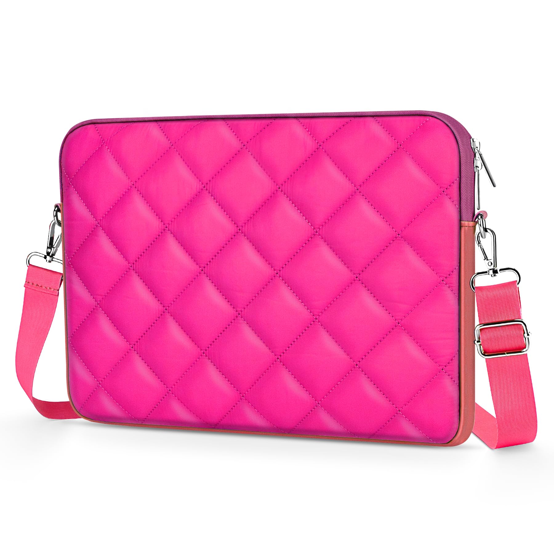 Aatacas Puffy Quilted Laptop Sleeve with a Shoulder Strap Compatible with MacBook Air 15 inch M2 A2941 2023/Pro 15 A1990 A1707, 15 Surface Laptop 5/4/