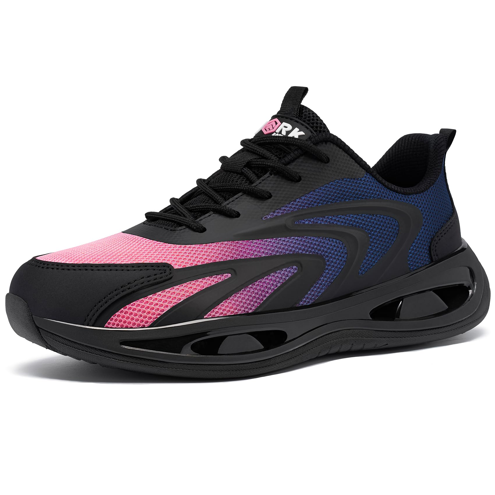 LARNMERN Zapatos de Seguridad Mujer Zapatillas de Seguridad Amortiguación Ligeros Comodidad Transpirabilidad Moda Zapatos de Trabajo(Azul Rosa,36EU)