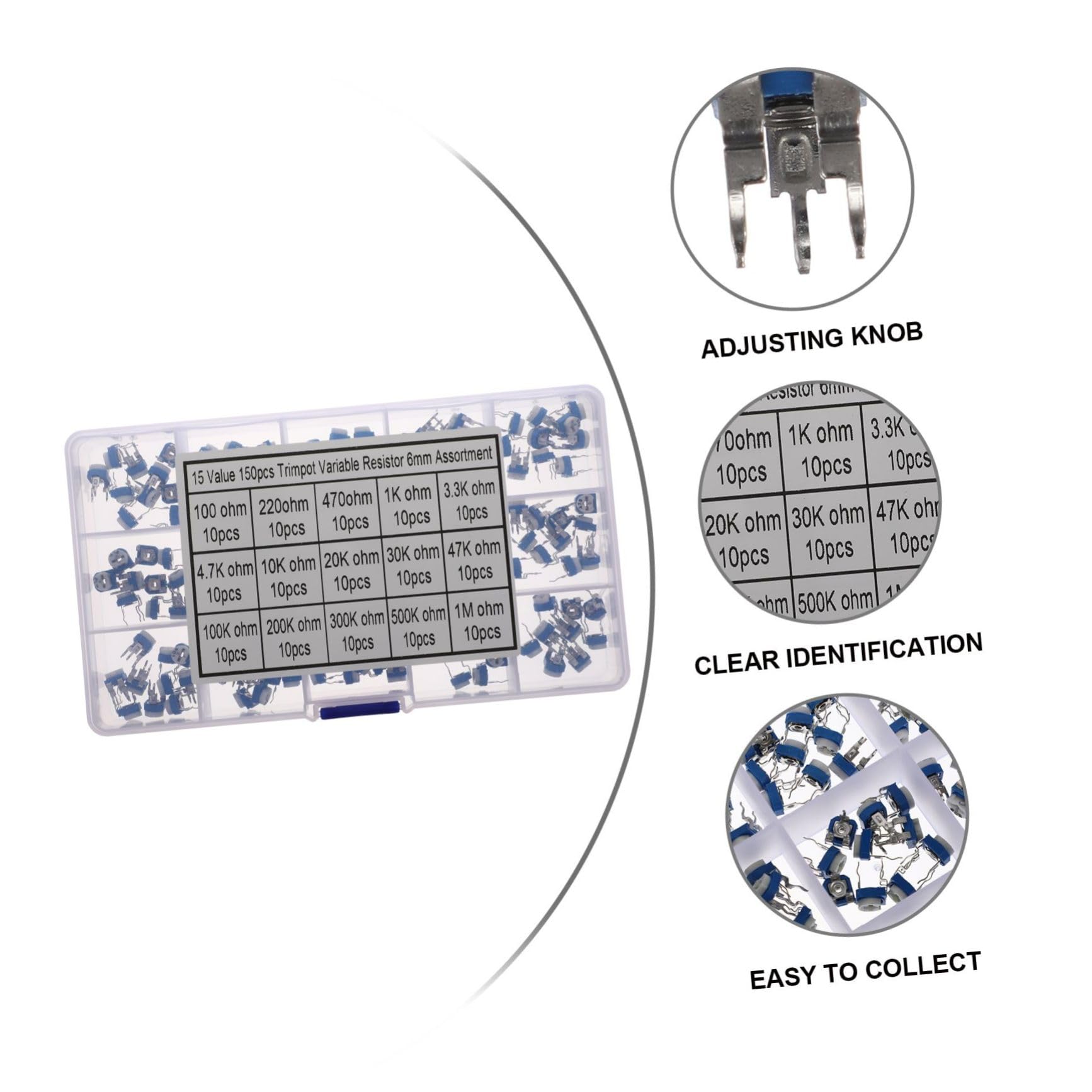 2 Series 2 Juegos De Potenciómetros De Resistencia Ajustables Perillas Ajustables Potenciómetro De Ajuste Resistencia Variable Kit Surtido De 150 piezas