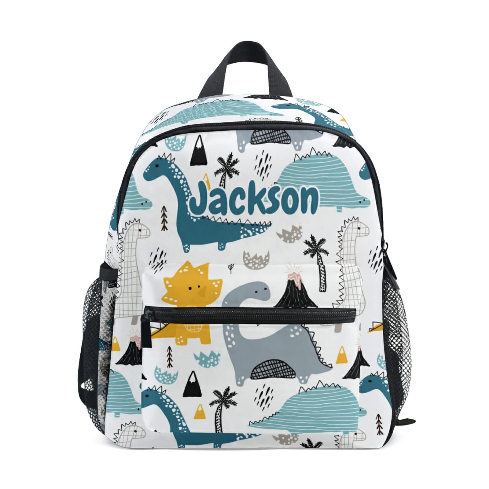 Sinestour Custom Cute Dinosaur Kid's Backpack Personalized With Name/Text for Preschool Boys and Girls - Customizable Toddler With Chest Strap