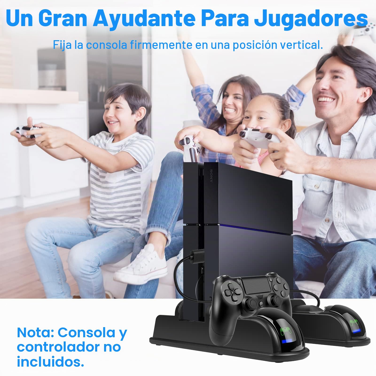 Labtec - Soporte PS4 con ventilador de refrigeración y estación de carga doble mando para Playstation 4/Slim/Pro, 12 ranuras de juego, accesorios
