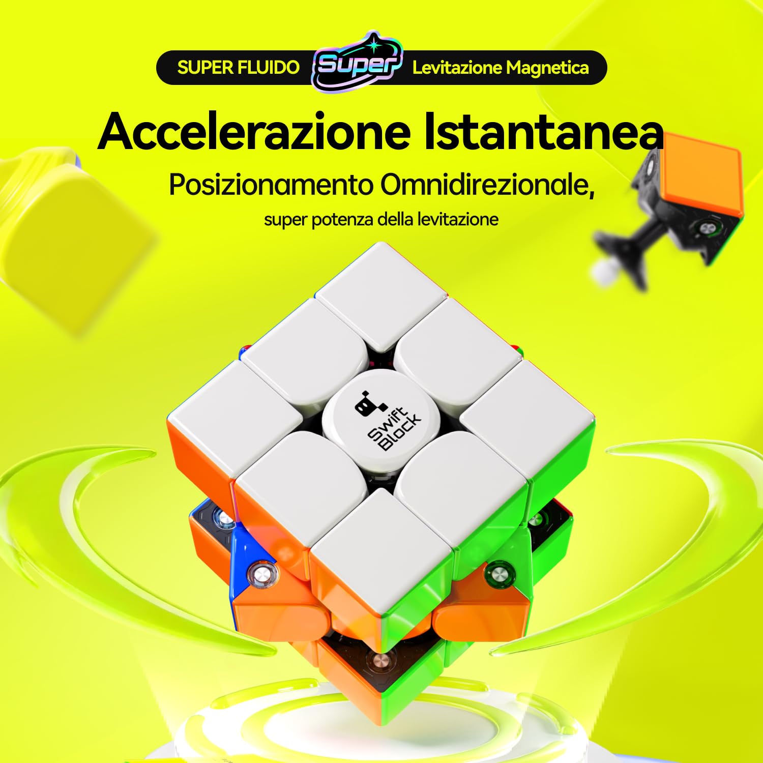 Cubo di Velocità Professionale Magnetico 3x3 Super Maglev con 71g Leggero, 76 Magneti Integrati, Rotazione Fluida, Speed Cube Ideale per Principianti e Bambini, Idea Regalo (Superficie UV)