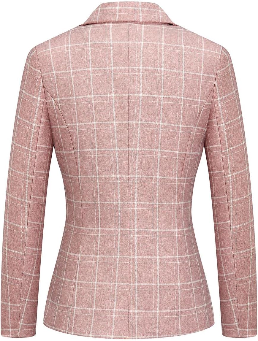 MODFUL Women's 2 Piece Business Plaid Suit Set Office One Button Slim Fit Blazer with Pant - Image 3