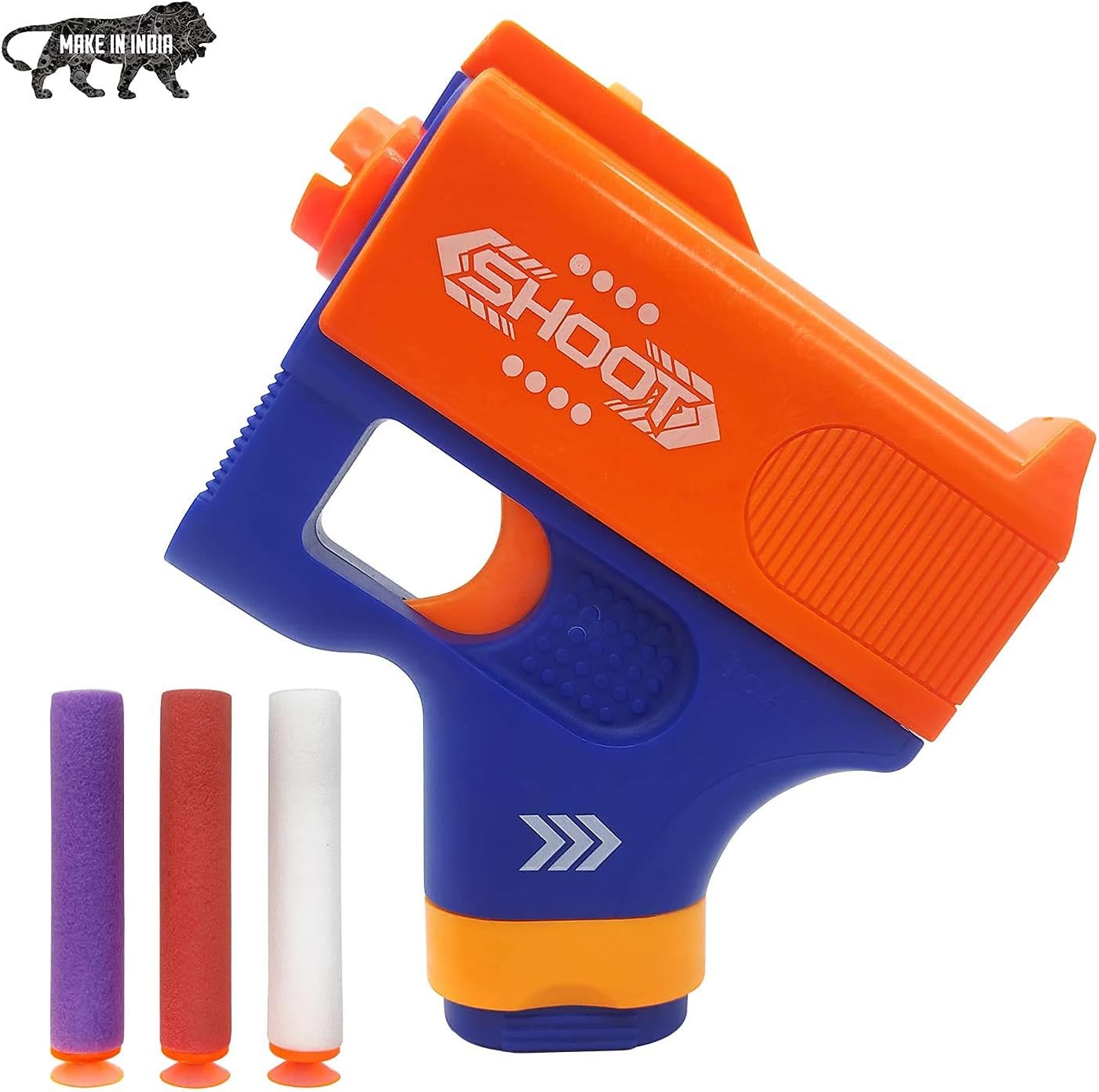Toy Cloud Mini Soft Blaster Manual Soft Bullet Shooting Toy with 3 Safe Foam Bullets for Kids, Safe and Long Range Shooting Gun - Multicolour