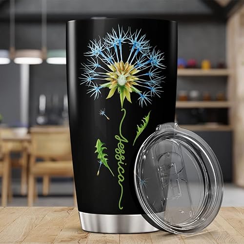 Vista 77 de CUBICER Vaso personalizado con aislamiento de lirio con tapa, nombre personalizado, regalos de Navidad para mujeres, amantes de las flores, vasos