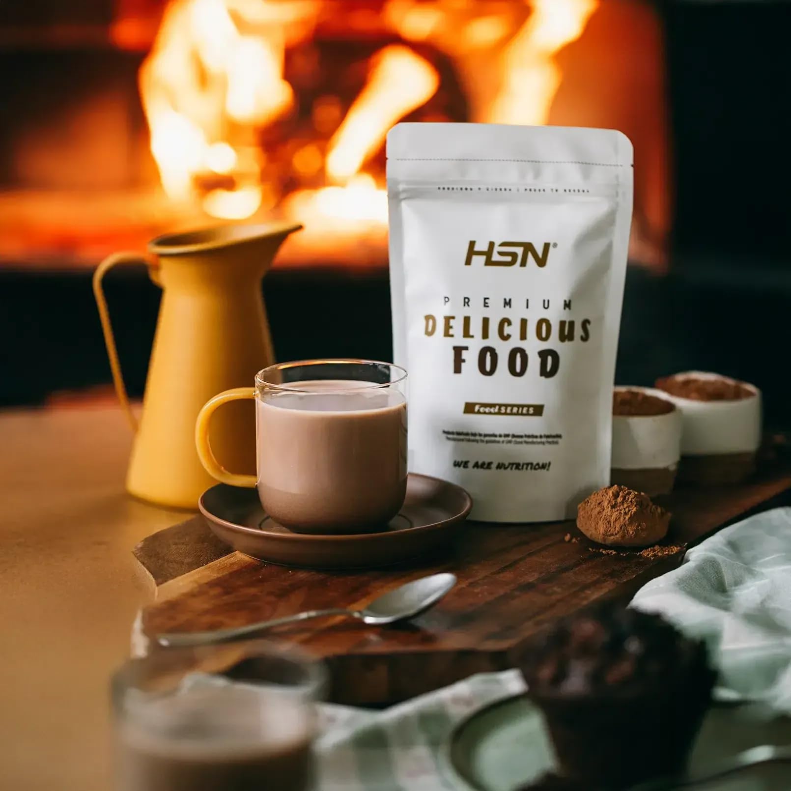 HSN Cacao Natural Desgrasado No Alcalinizado 500g 100% Puro Sabor Natural Sin Azucares Añadidos No-GMO Vegano Sin Gluten